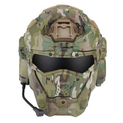 Tactical Assault Helmet - Modern Militärhjälm med Skyddsmask och Headset - Inkl Night Vision Fäste