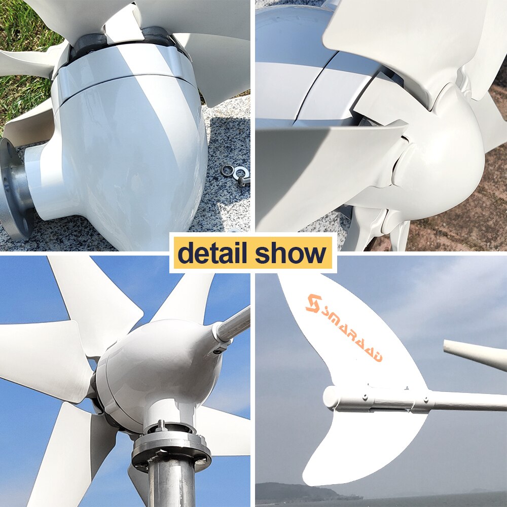 Vindturbin - Wind Turbine - 3/5/6 Blades800w, 1000w, 2000w. 48v, 24v, 12v med MPPT Controller System