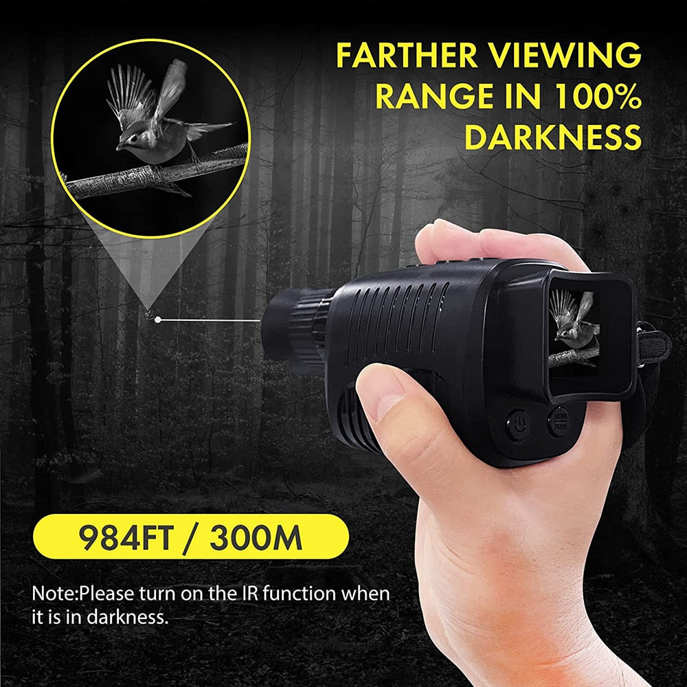 Night Vision Monocular Device 1080P HD Infrared 5x Digital Zoom - 100% Visibility in Darkness 300m