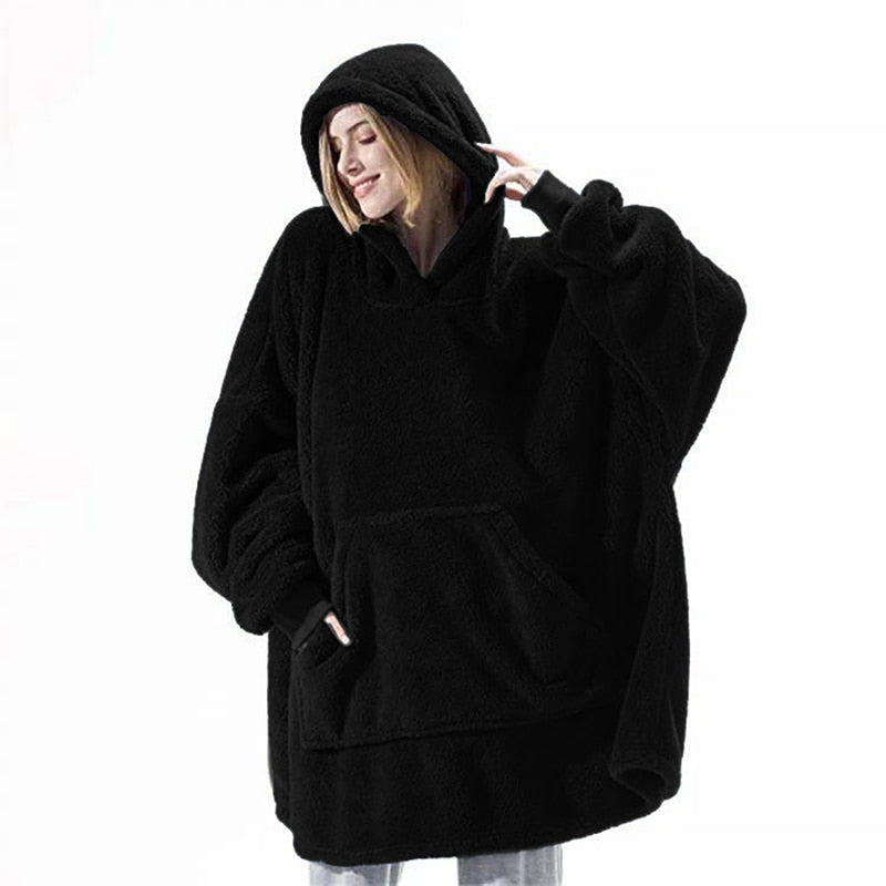 Oversized Fleece Huvtröja - Winter Fleece Hoodie - Varm Hoodie filt