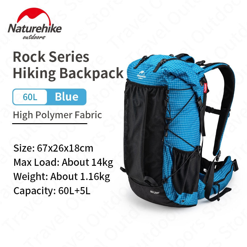 Vandringsväska från Naturehike Outdoor Bag 60L Vattentät klätterryggsäck Sportväska med hög kapacitet Herr/Kvinnor Ultralätt Vandringsreseryggsäck