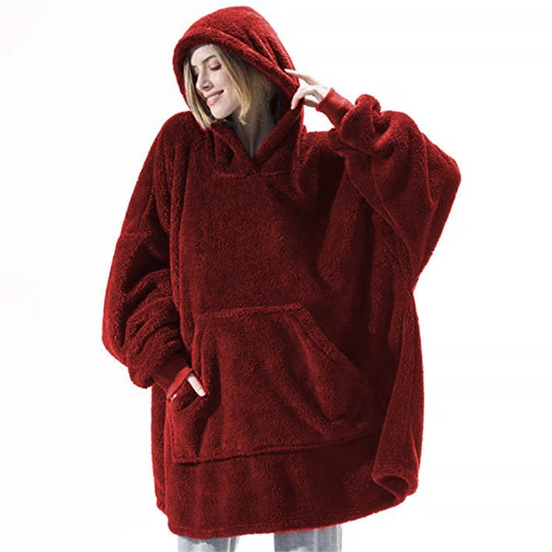 Oversized Fleece Huvtröja - Winter Fleece Hoodie - Varm Hoodie filt