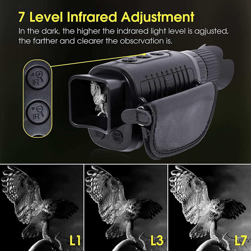 Night Vision Monocular Device 1080P HD Infrared 5x Digital Zoom - 100% Visibility in Darkness 300m