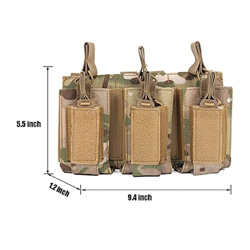 Pistol Magasin - Triple Mag Pouch Open-Top Rifle Mag Pouches and Pistol Magazine Pouches for M4 M16 AK Molle Backpack Airsoft Military Gear