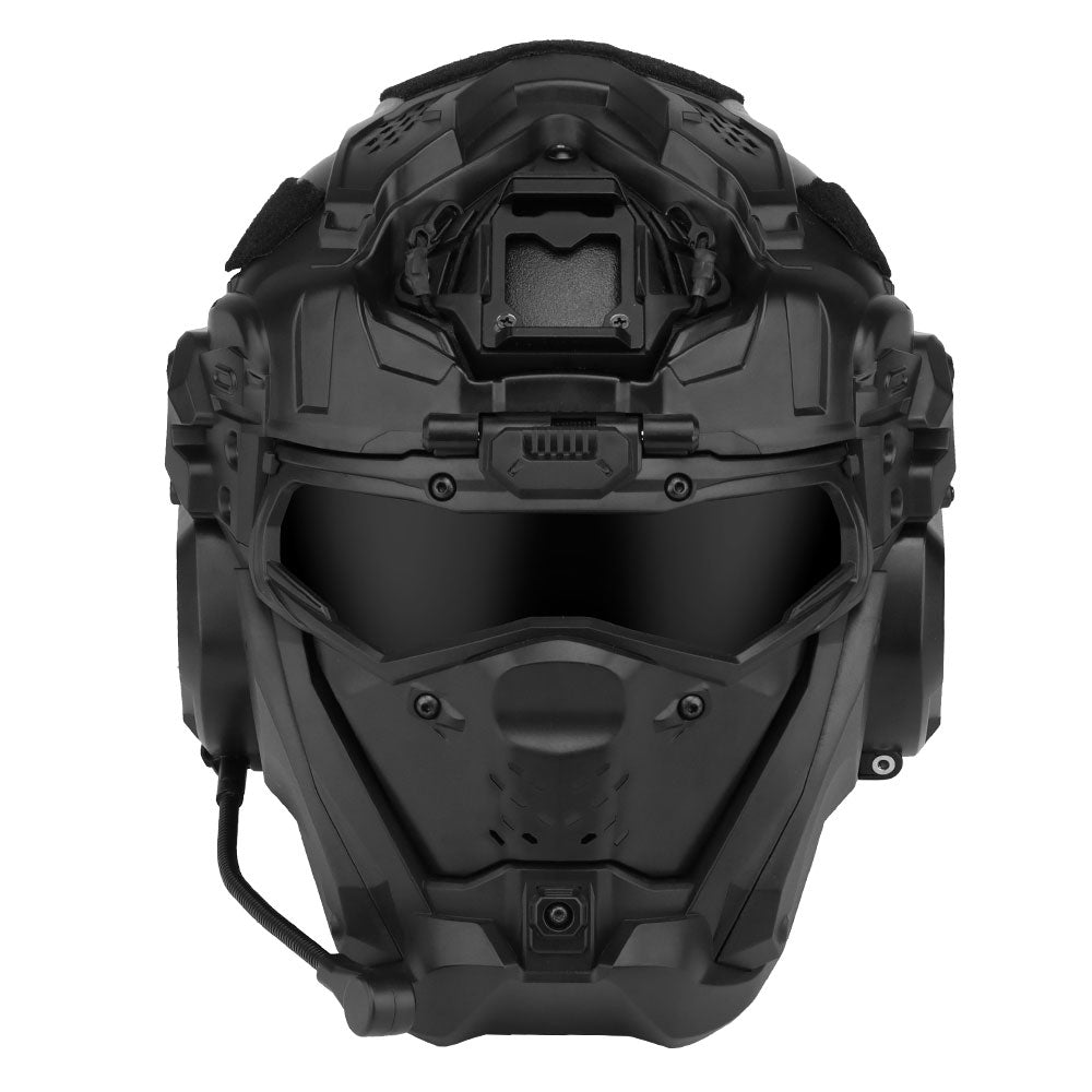 Tactical Assault Helmet - Modern Militärhjälm med Skyddsmask och Headset - Inkl Night Vision Fäste