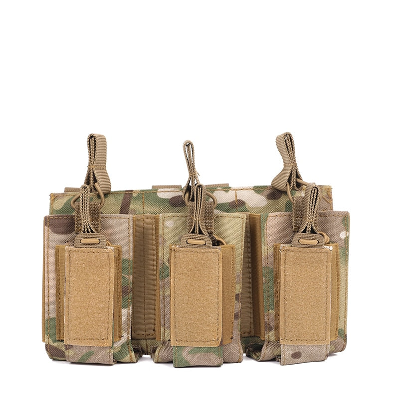 Pistol Magasin - Triple Mag Pouch Open-Top Rifle Mag Pouches and Pistol Magazine Pouches for M4 M16 AK Molle Backpack Airsoft Military Gear